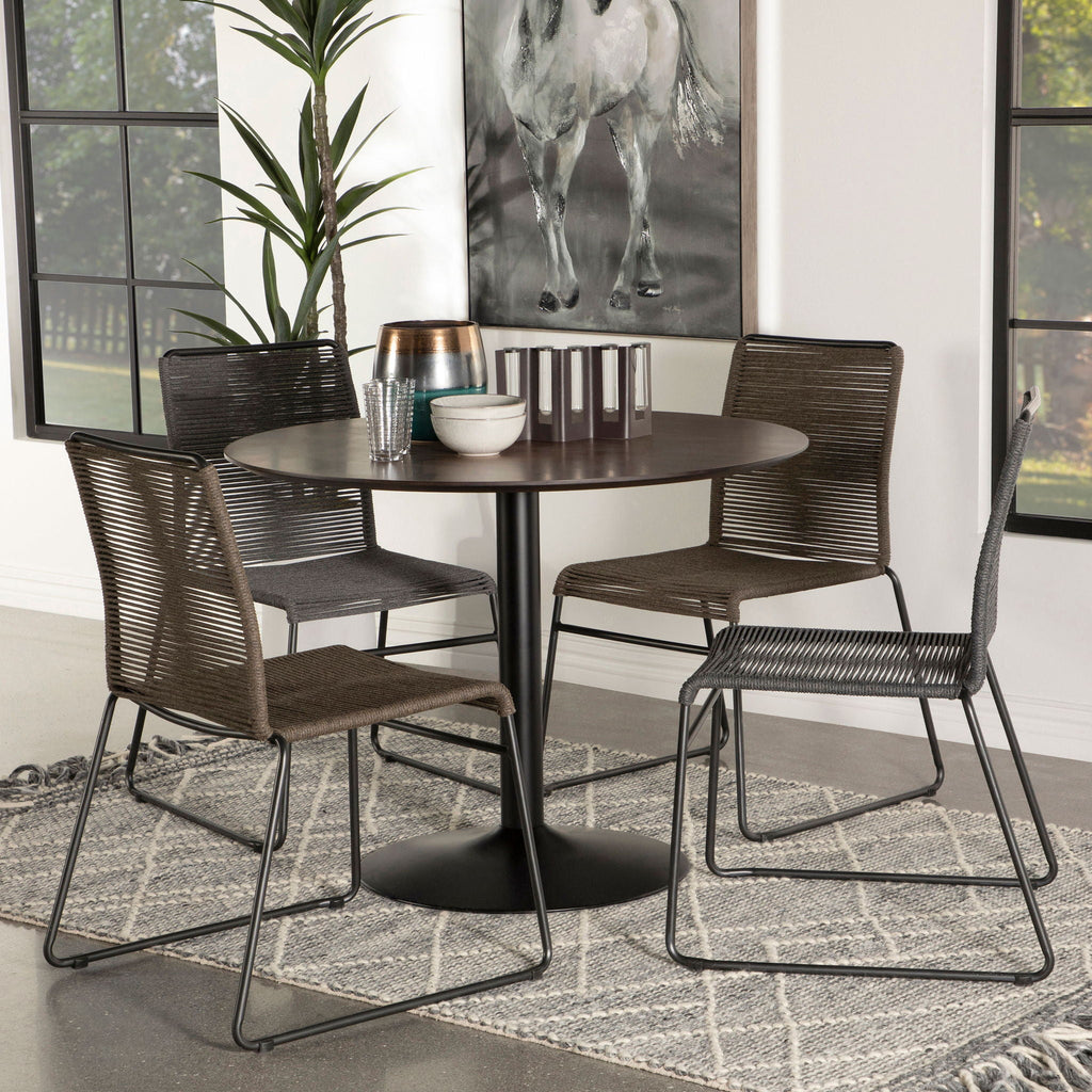 Cora Round 40-inch Wood Top Dining Table Brown Walnut