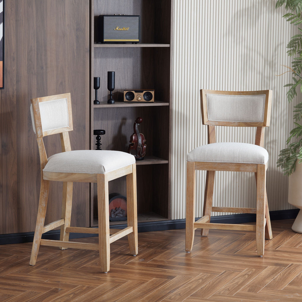 Upholstered Counter Height Bar Stools With Comfy Back (Set of 2)
