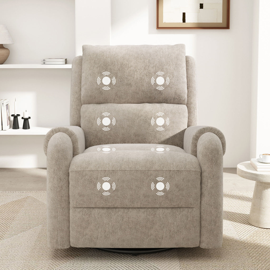 Manual Recliner Massage Chair With Swivel Rocker, 8 Massage Modes, Side Storage Pocket