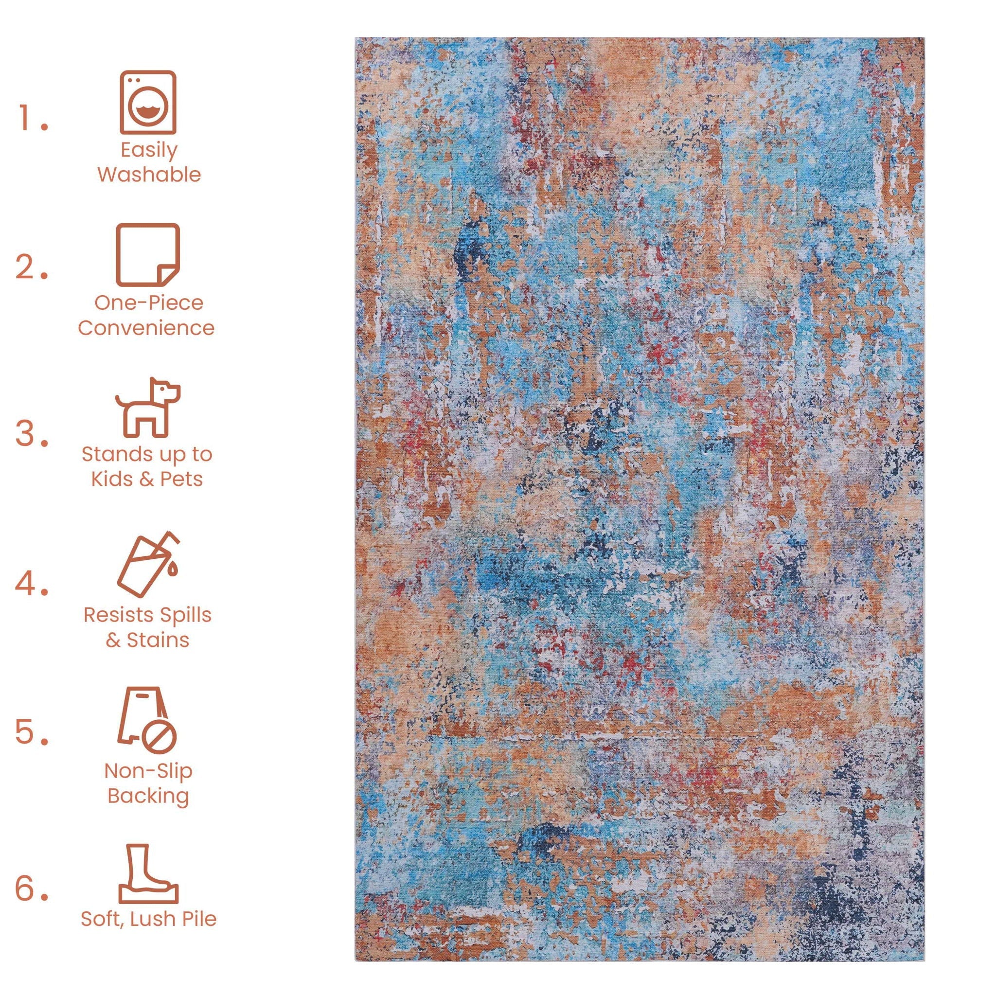 Maval - 6' X 9' Washable Area Rug - Multi