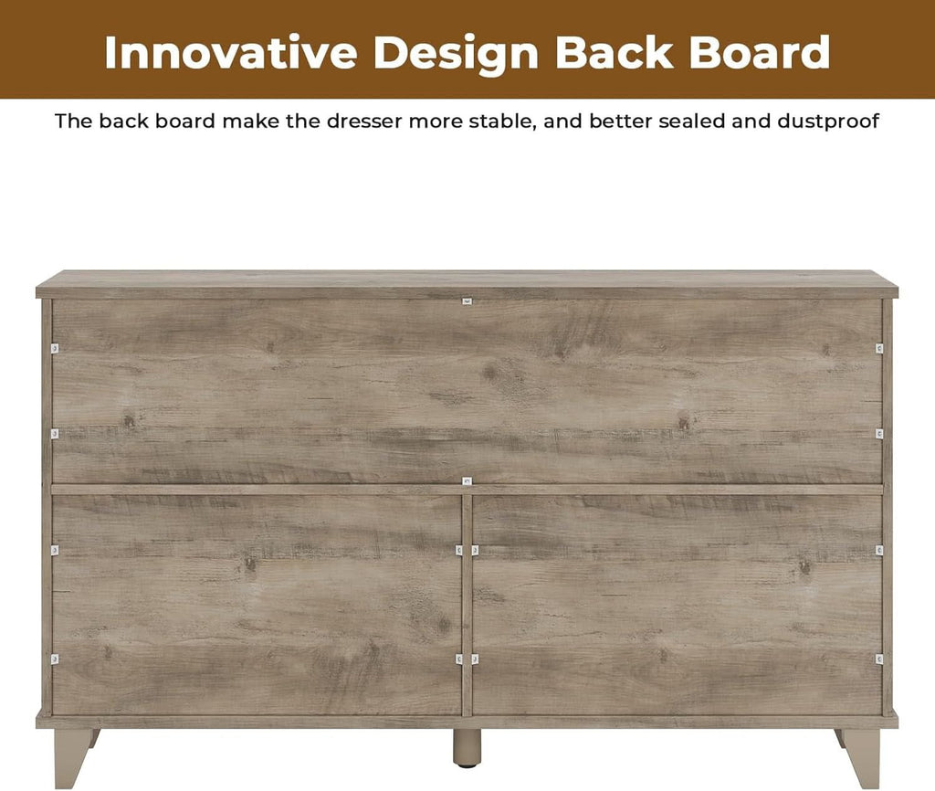 Six Drawer Dresser Rustic Oakwood Sliding BarnDoor