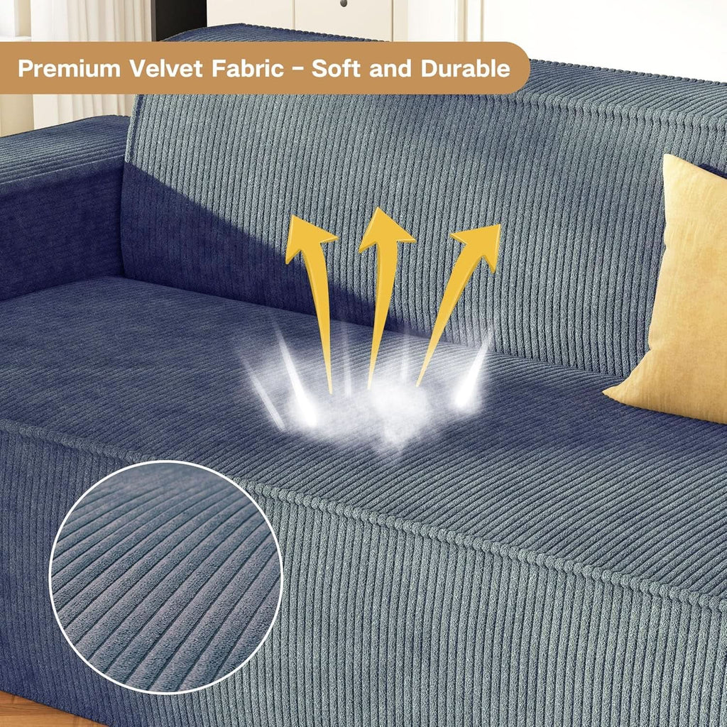 Sofa In A Box Memory Foam 3 Seater Grey Corduroy Fabric