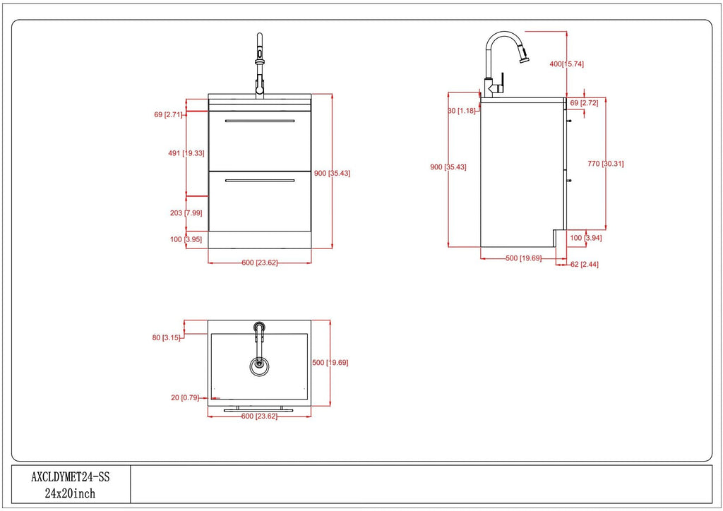Metro - Laundry Cabinet & Faucet And Stainless Steel Sink