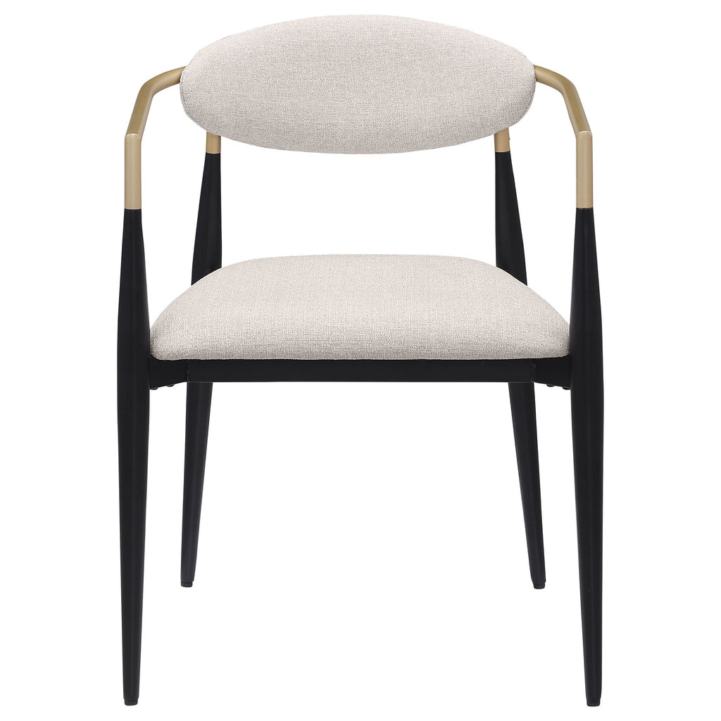 Bradbury Fabric Upholstered Dining Arm Chair Beige (Set of 2)