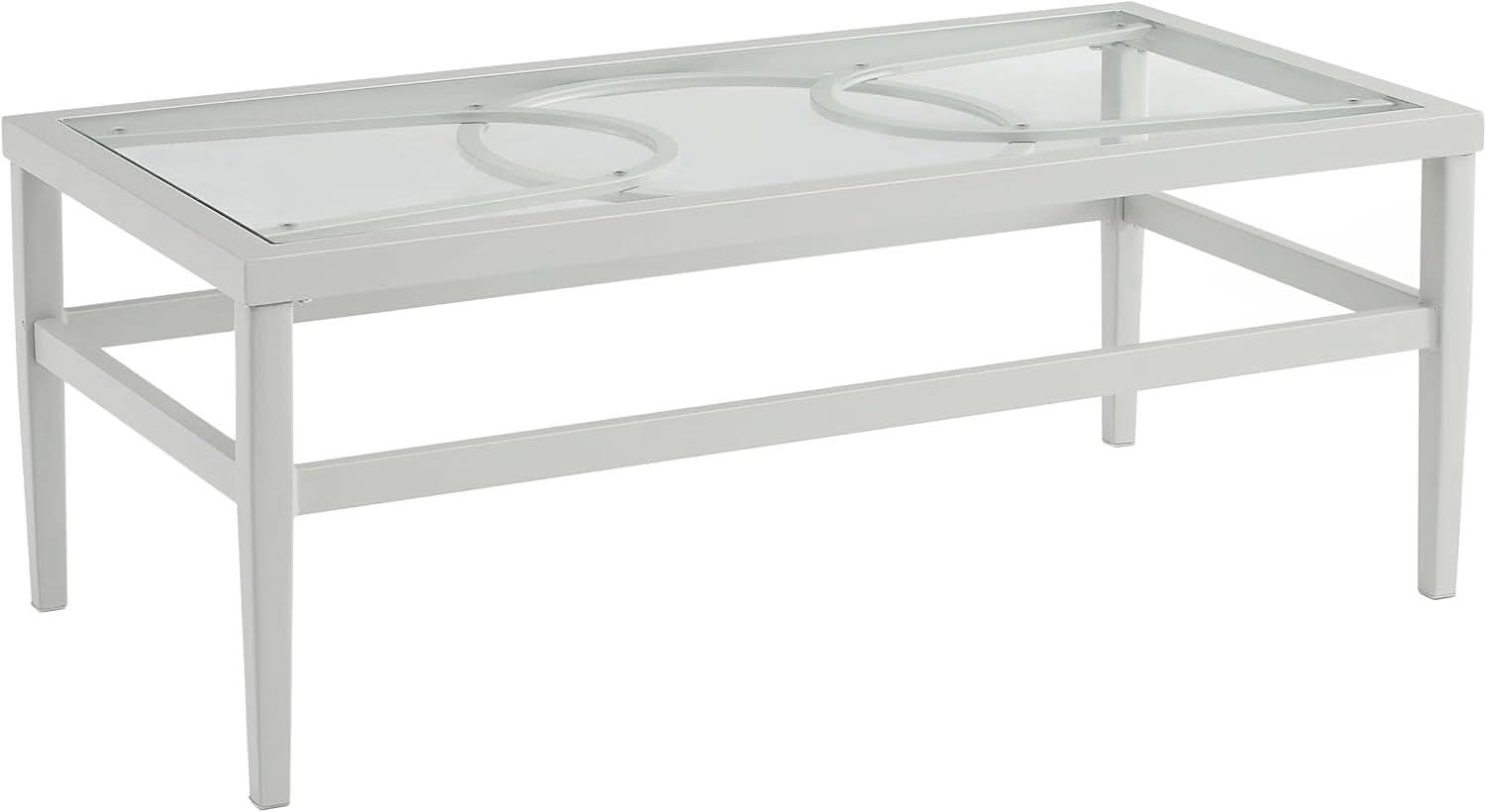 2 Piece Outdoor Coffee Table And Loveseat Set Gray Frame Creme Cushions