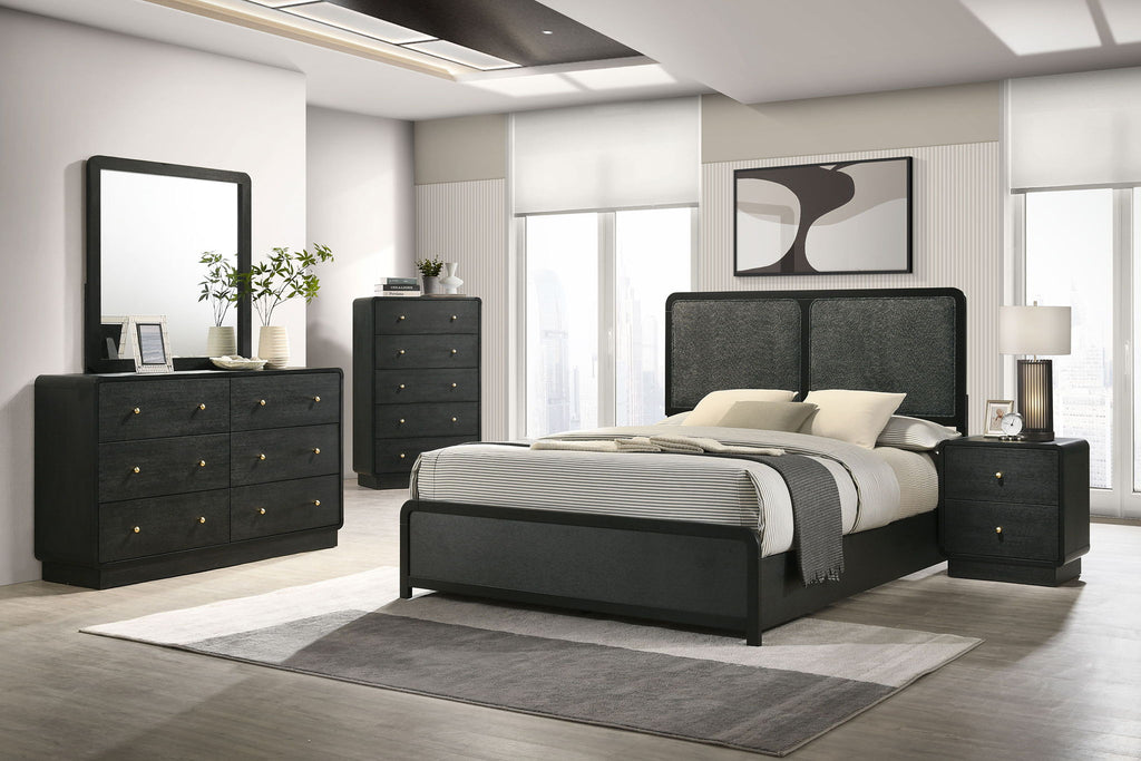 Cavelle 51-inch Upholstered Eastern King Panel Bed Black