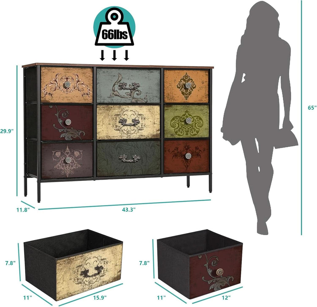 Premium 9-Drawer Dresser With Extra-Large TV Stand