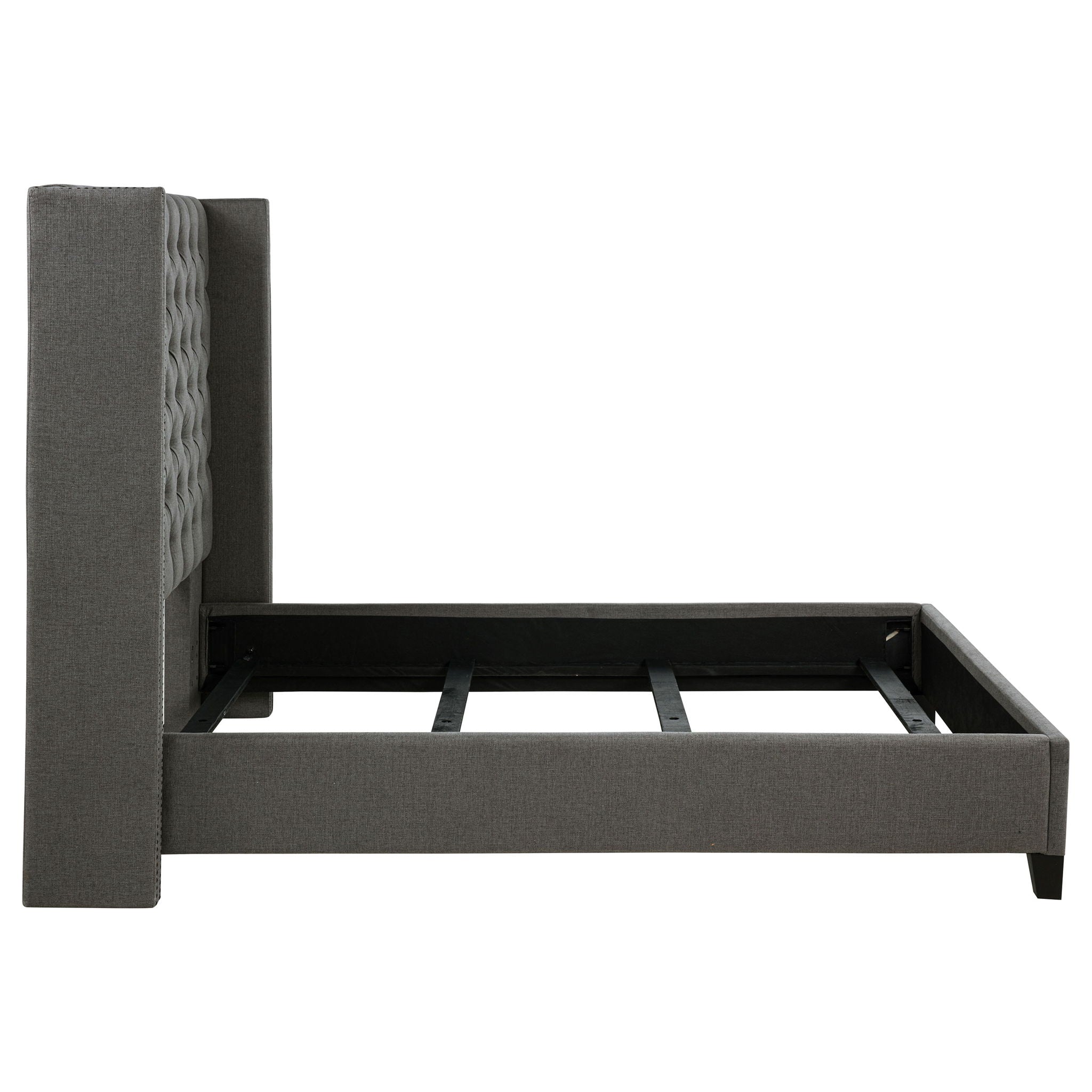 Lendra - Upholstered Wingback Bed With Tufted Headboard