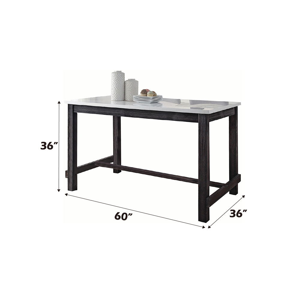 Yelena - Counter Height Table With Marble Top - Marble Top & Weathered Espresso