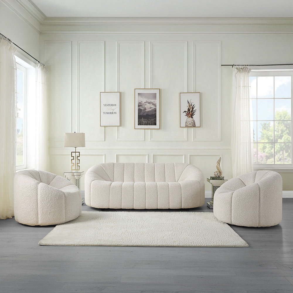 Osmash - Chair With Swivel - White Teddy Sherpa