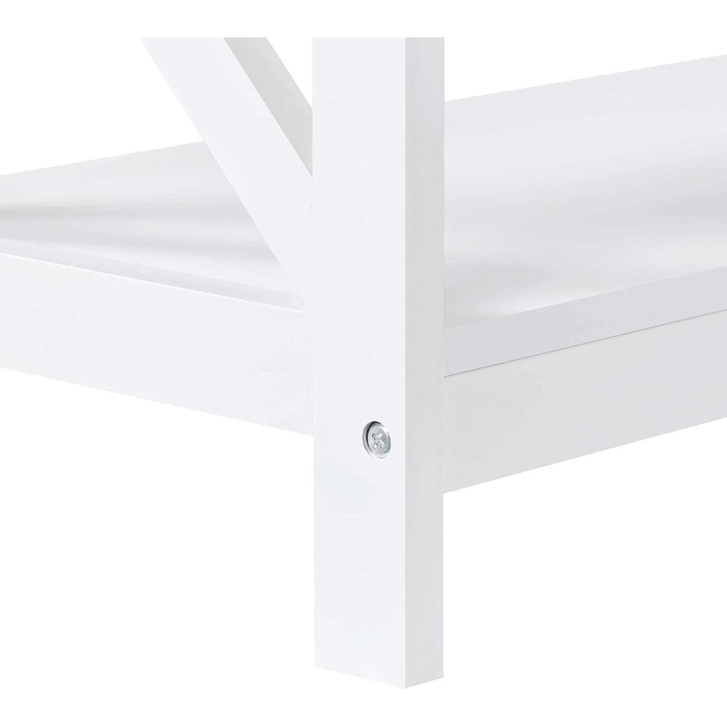 White Three Tier Console Table With Storage Shelves