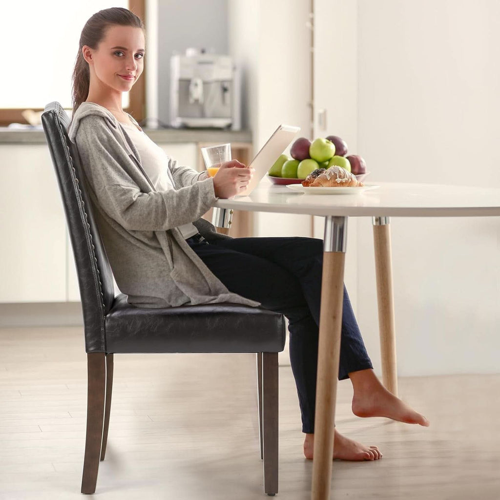 Six Piece Dark Brown Dining Chairs Living Room Set
