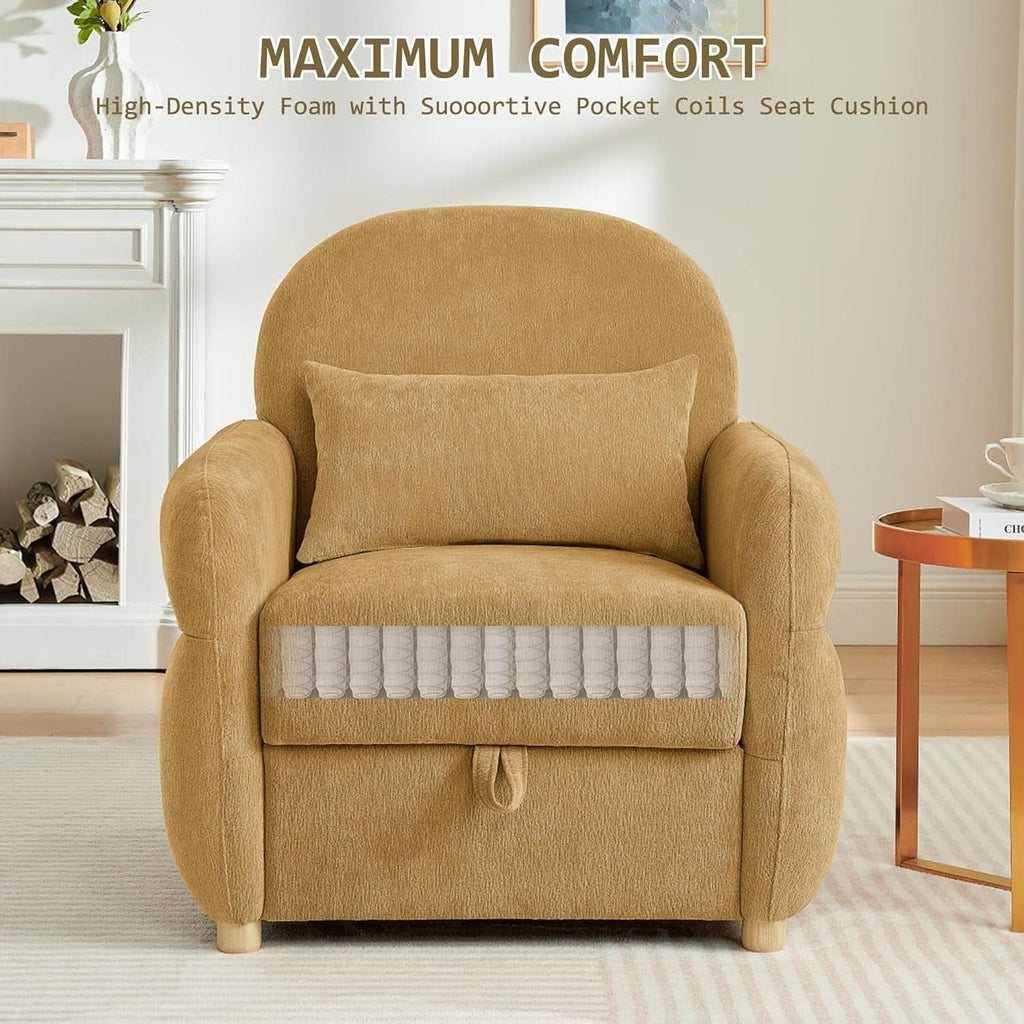 Ginger Yellow 33.5 Inch Upholstered Accent Armchair