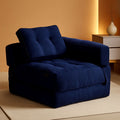 Navy Folding Sofa Bed With Armrests For Living Room