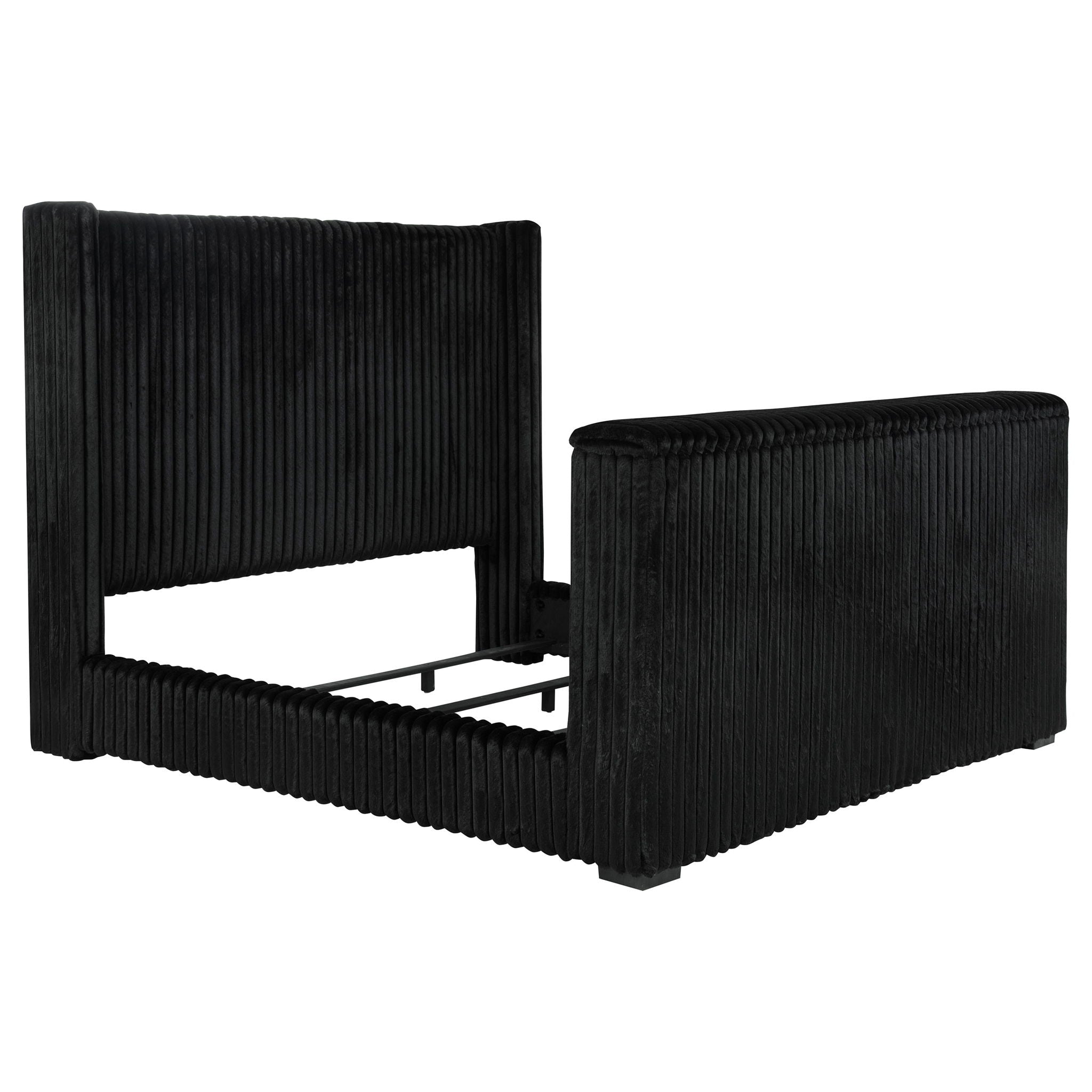 Centergrove Upholstered California King Wingback TV Bed Black