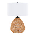 Congo - Contemporary Rattan Table Lamp - Natural / Matte Black / White