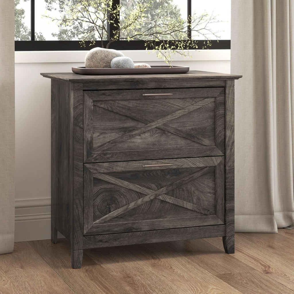 Key West 2 Drawer Lateral File Cabinet Dark Gray Hickory