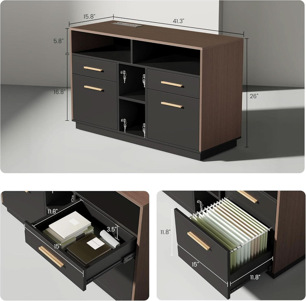 Walnut Seventy OneInch Height Adjustable Standing Desk Cabinets