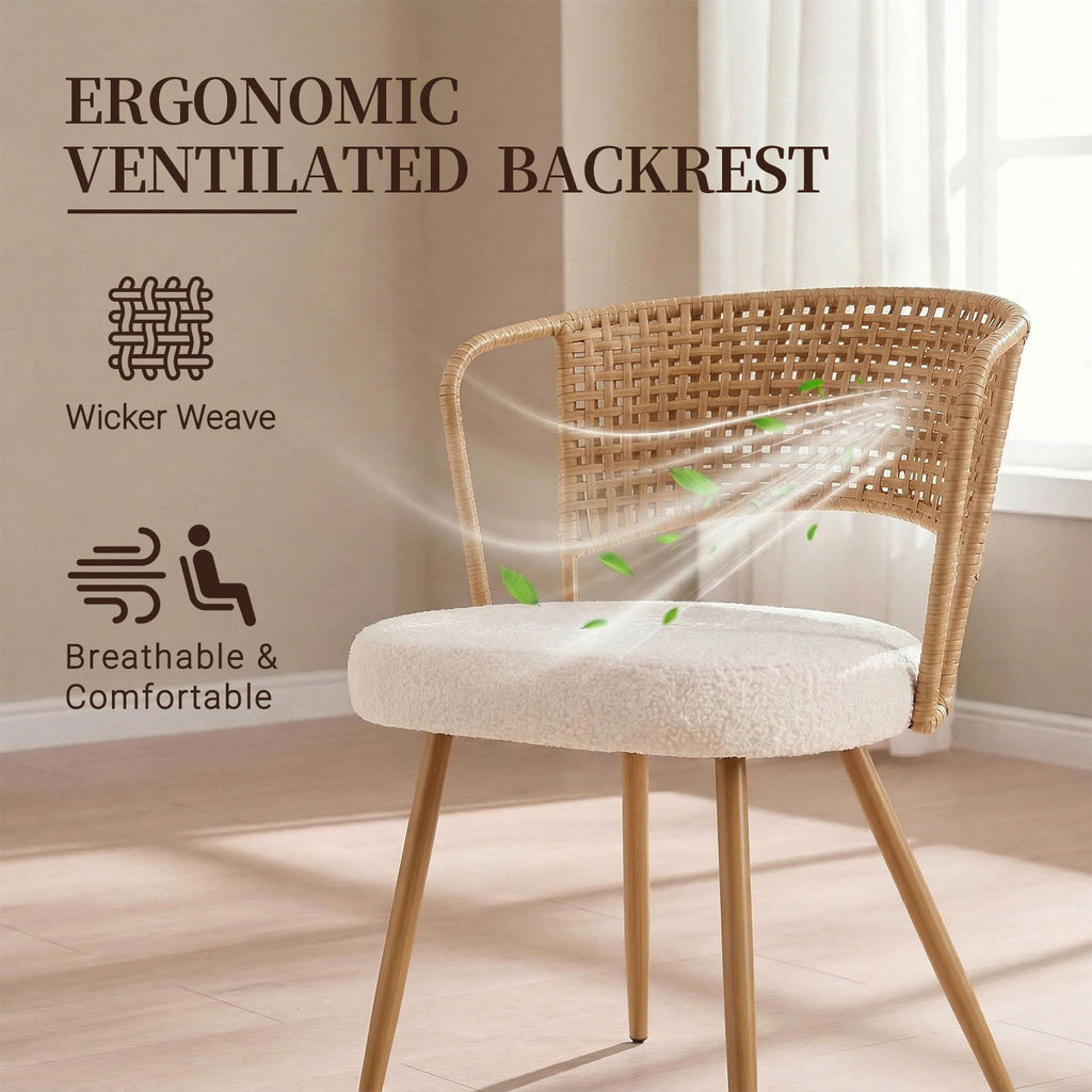 Farmhouse Style Wicker Dining Chair