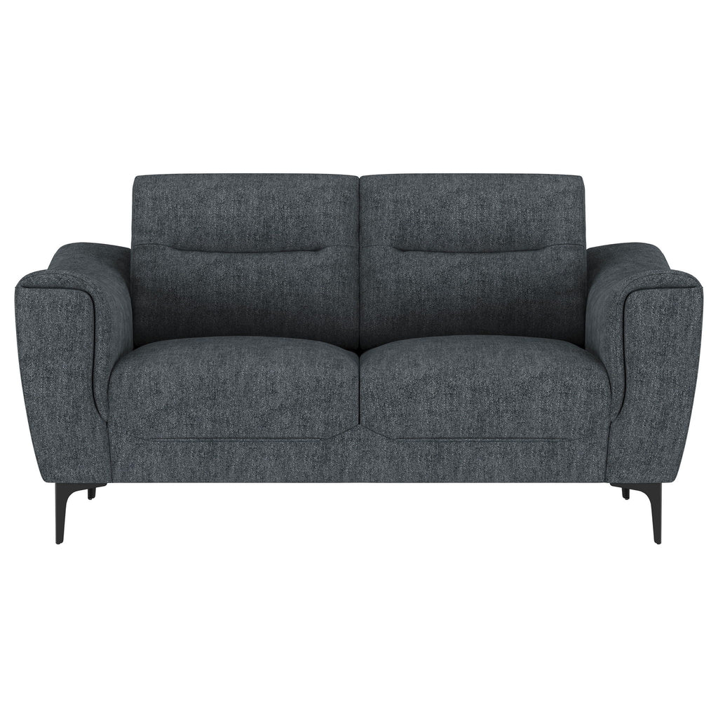 Oberle - Upholstered Sloped Track Arm Loveseat - Charcoal