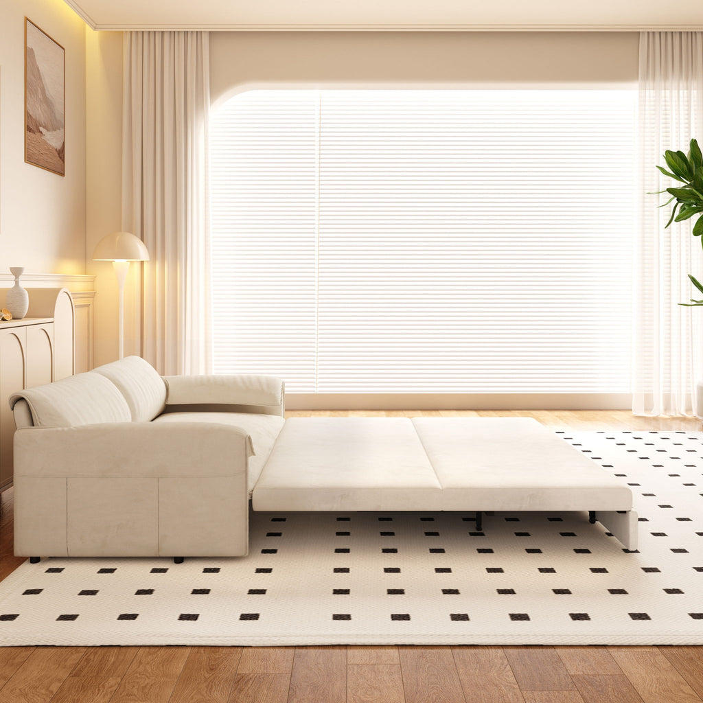 Queen Pull Out Sofa Bed With Side Storage