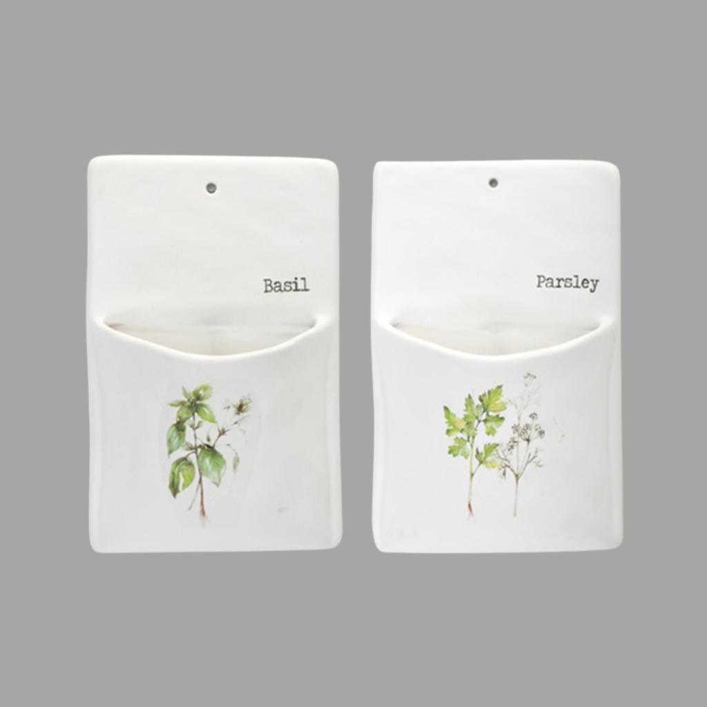 Set of 4 Ceramic Herb Wall Pockets