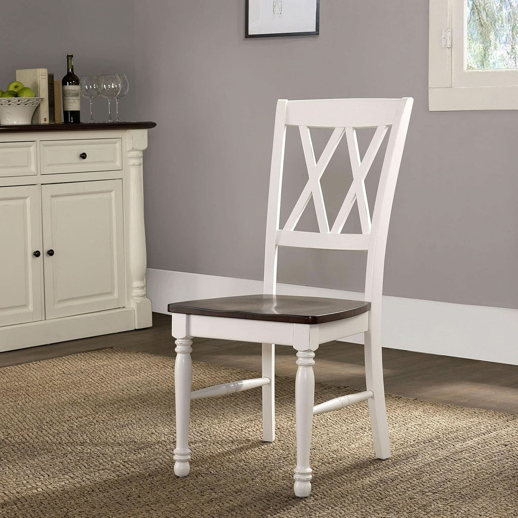 Shelby Distressed White X Back Dining Chairs Set Of 2