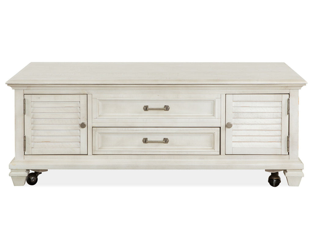 Newport - Lift Top Storage Cocktail Table (With Casters) - Alabaster
