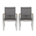 Poetic - Outdoor Dining Chair With Faux Wood Arms And Aluminum Frame (Set of 2) - Gray