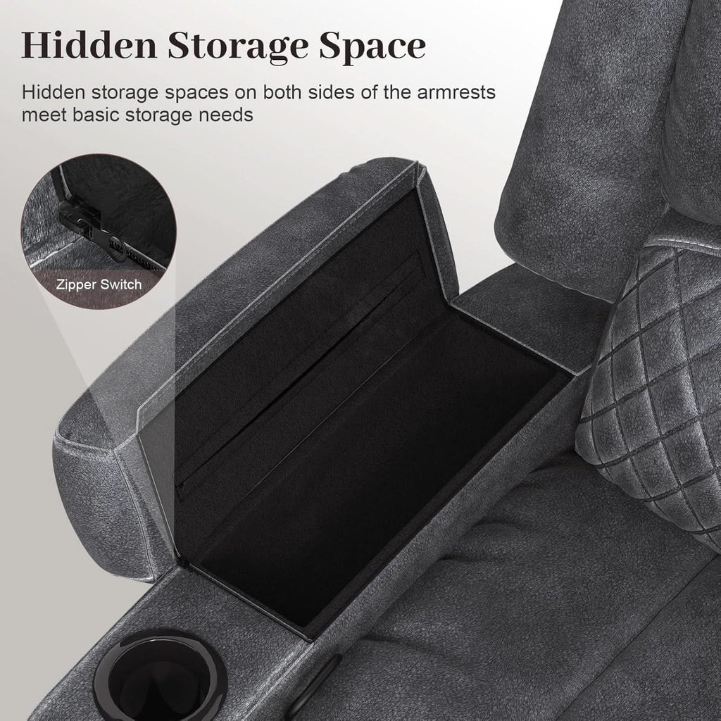 Grey 3 Seater Recliner Sofa Set With Removable Console For Living Room Comfort And Style