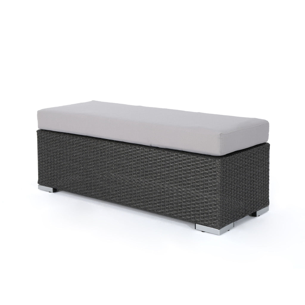 Enthrallia - Outdoor Wicker Bench With Foam Filled Cushion