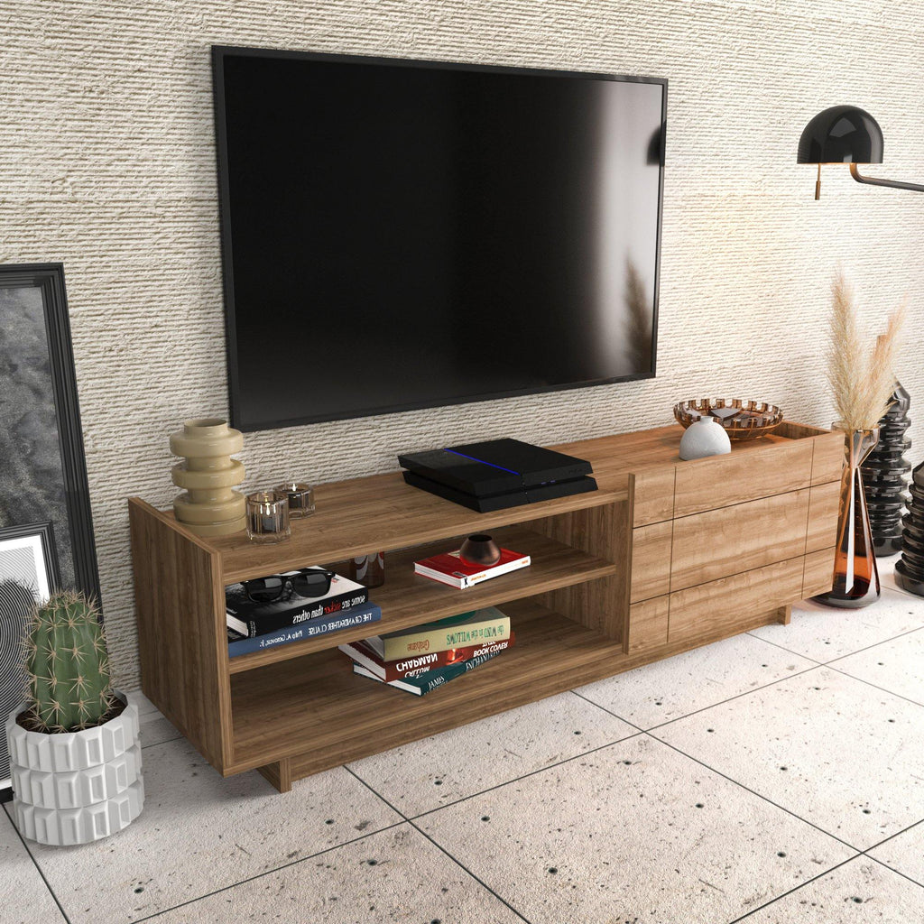 Valantina 55” Wide TV Stand & Media Console with A Cabinet & Shelves for TVs up to 63"