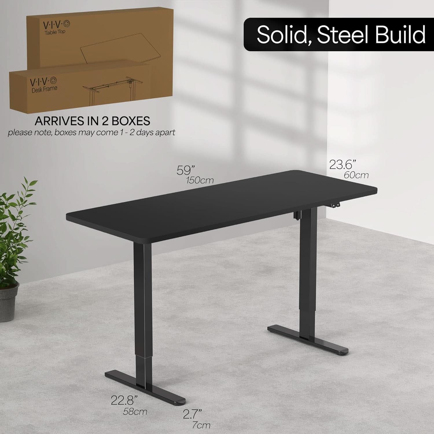 60 Inch Gray Electric Height Adjustable Standing Desk
