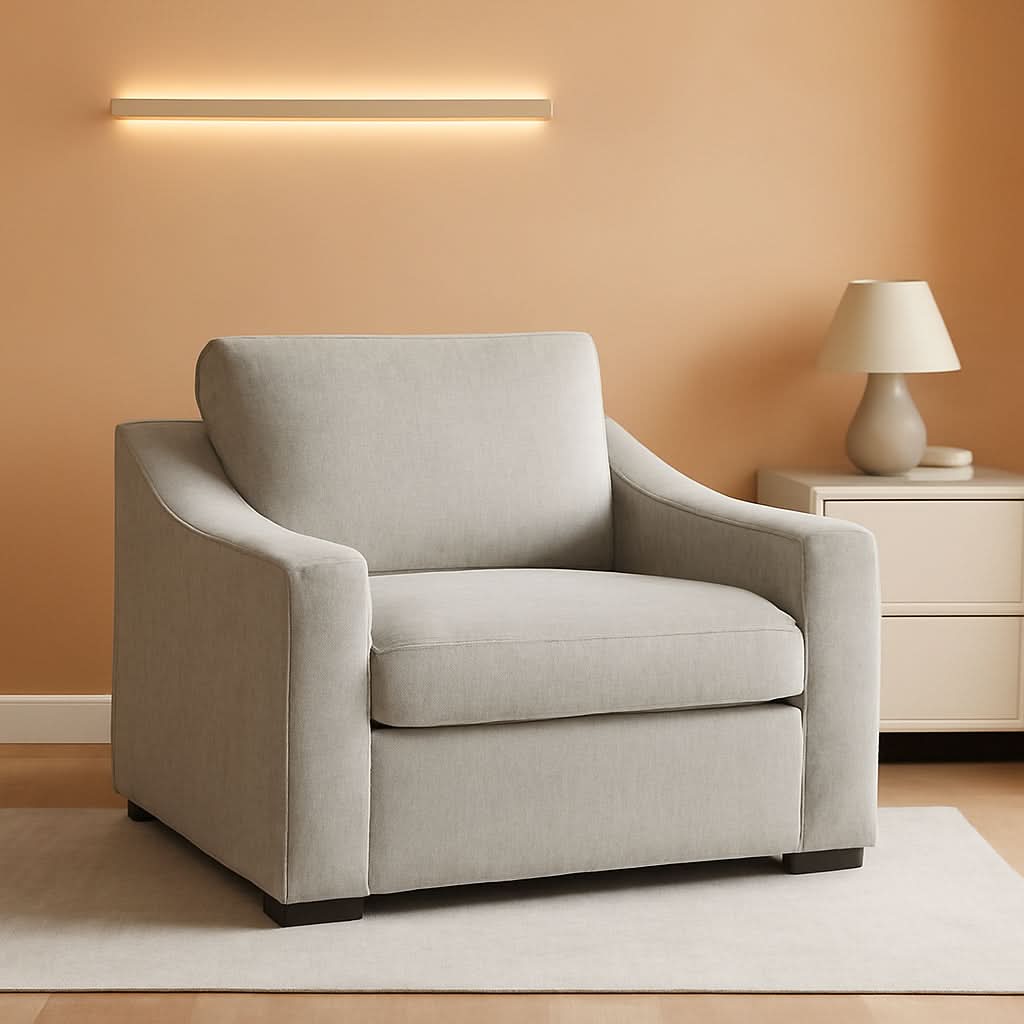 47 Inch Linen Fabric Armchair Pair Oversized Oatmeal