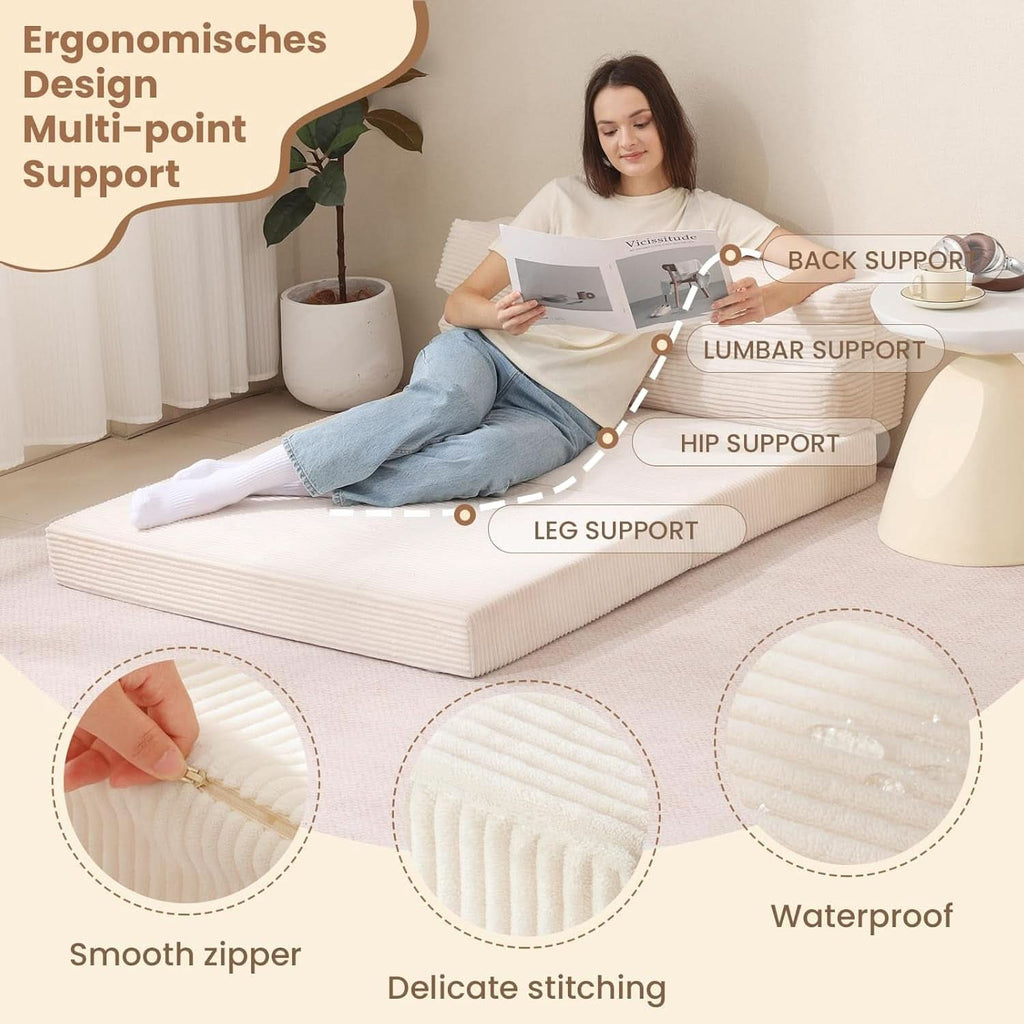 Corduroy Convertible Folding Sofa Bed With Mattress