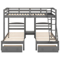 Full Over Twin & Twin Bunk Bed, Triple Bunk Bed With Drawers - Gray