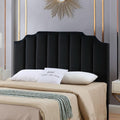 Elegant Black Velvet Tufted Queen Headboard with Curved Design