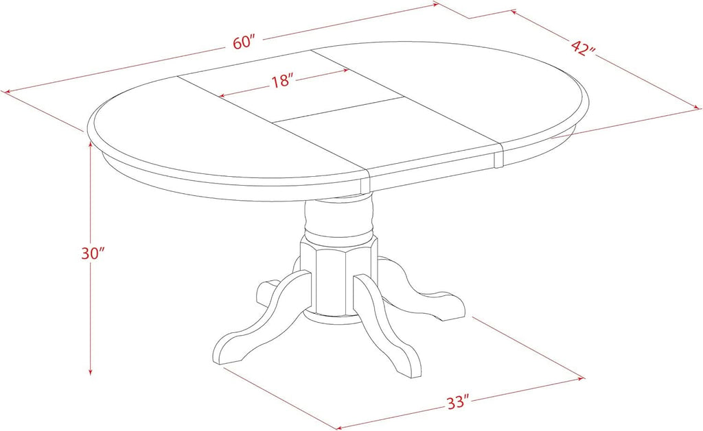 Oval Dining Table 42x60 Inch Butterfly Leaf Finish