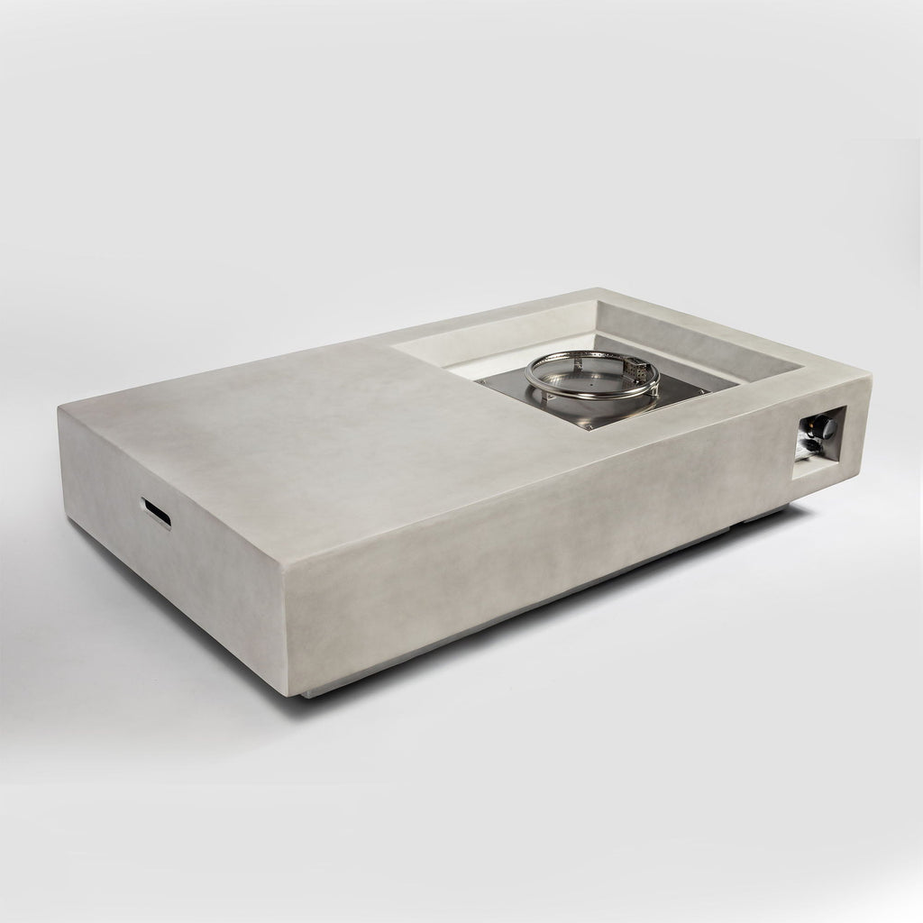 Propane Gas Fire Pit Table, 50000 Btu, Rectangular For Outside - Light Gray