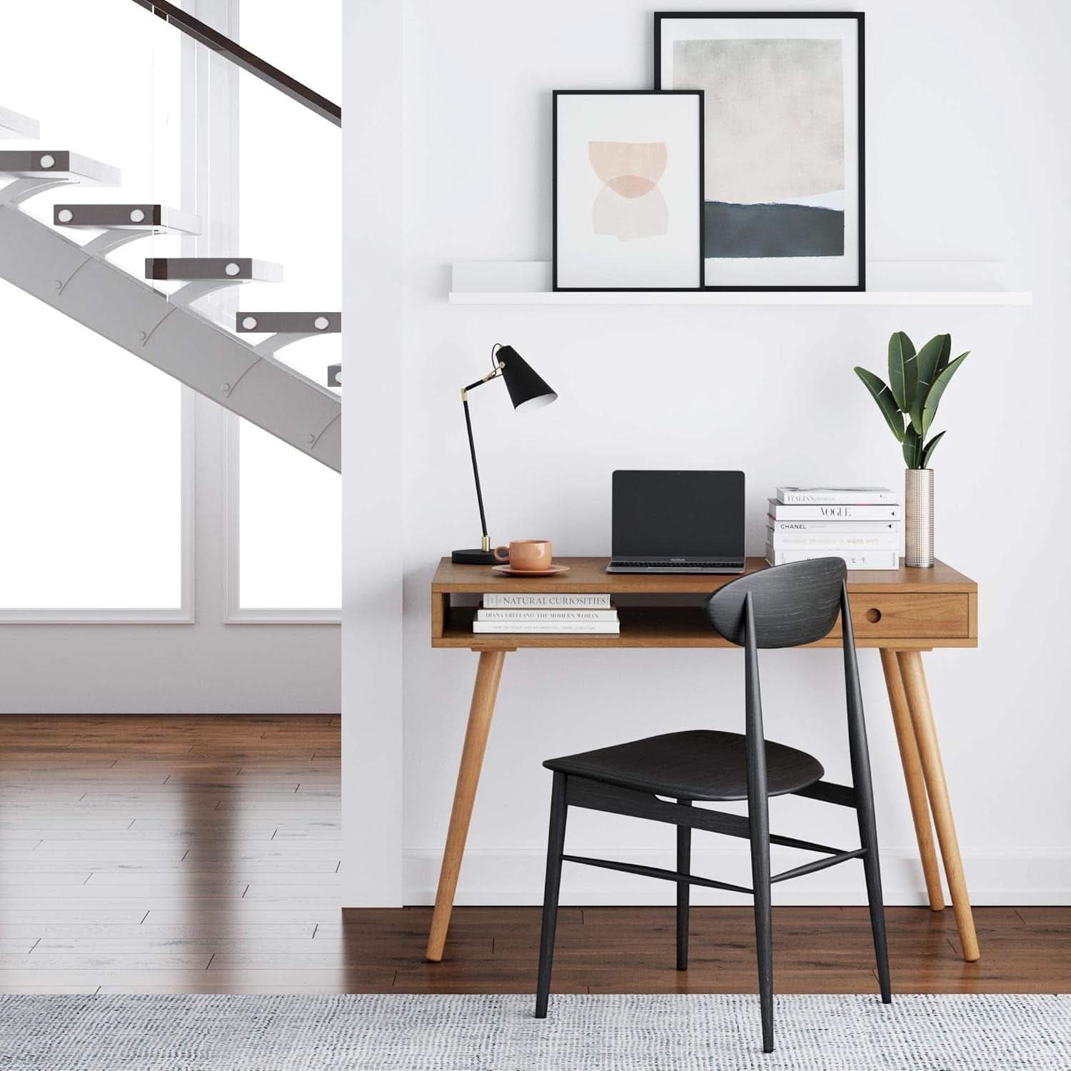 Parker Walnut Home Office Desk With Storage Cubby And Drawer