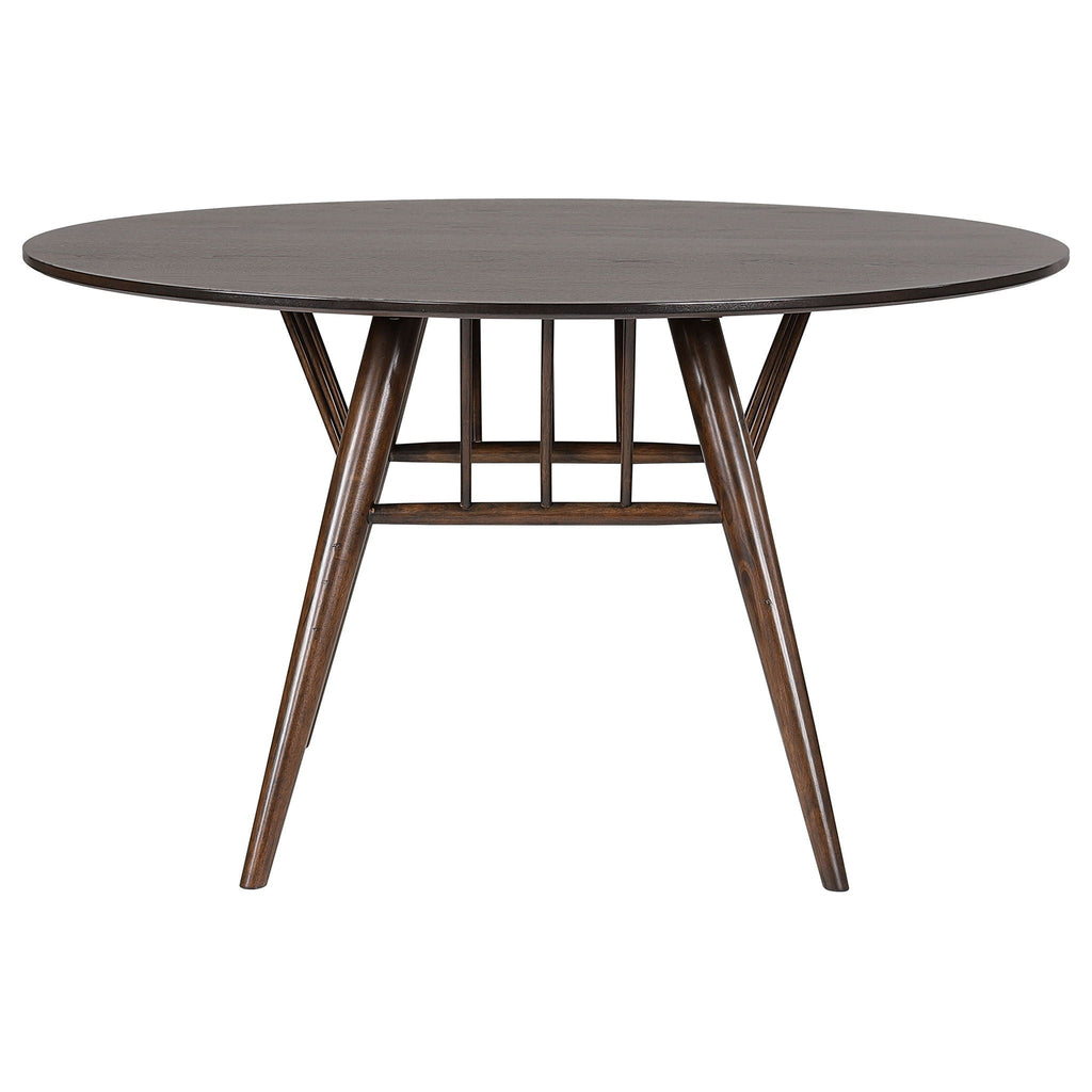 Shirley - 5 Piece Round Dining Table Set With Cushioned Chairs - Dark Walnut