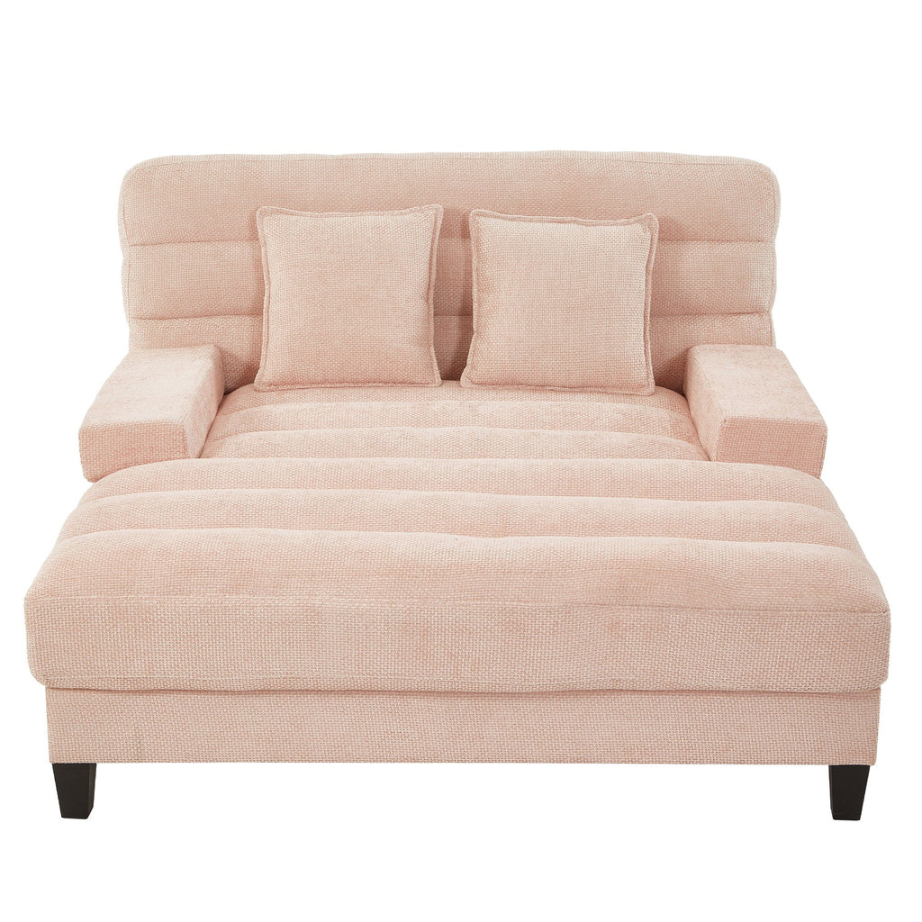 Chaise Bed Lounge Sofa Chair With Adjustable Backrest And LED Light Strip