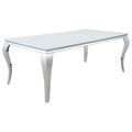 Carone Rectangular 81-inch Glass Top Dining Table White