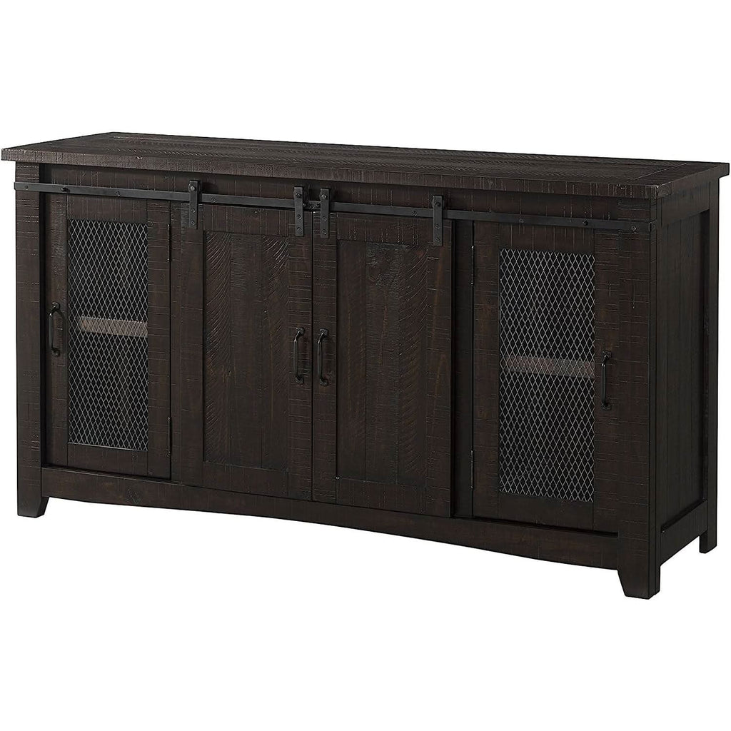 Espresso TV Stand With Sliding Barn Doors Solid Pine