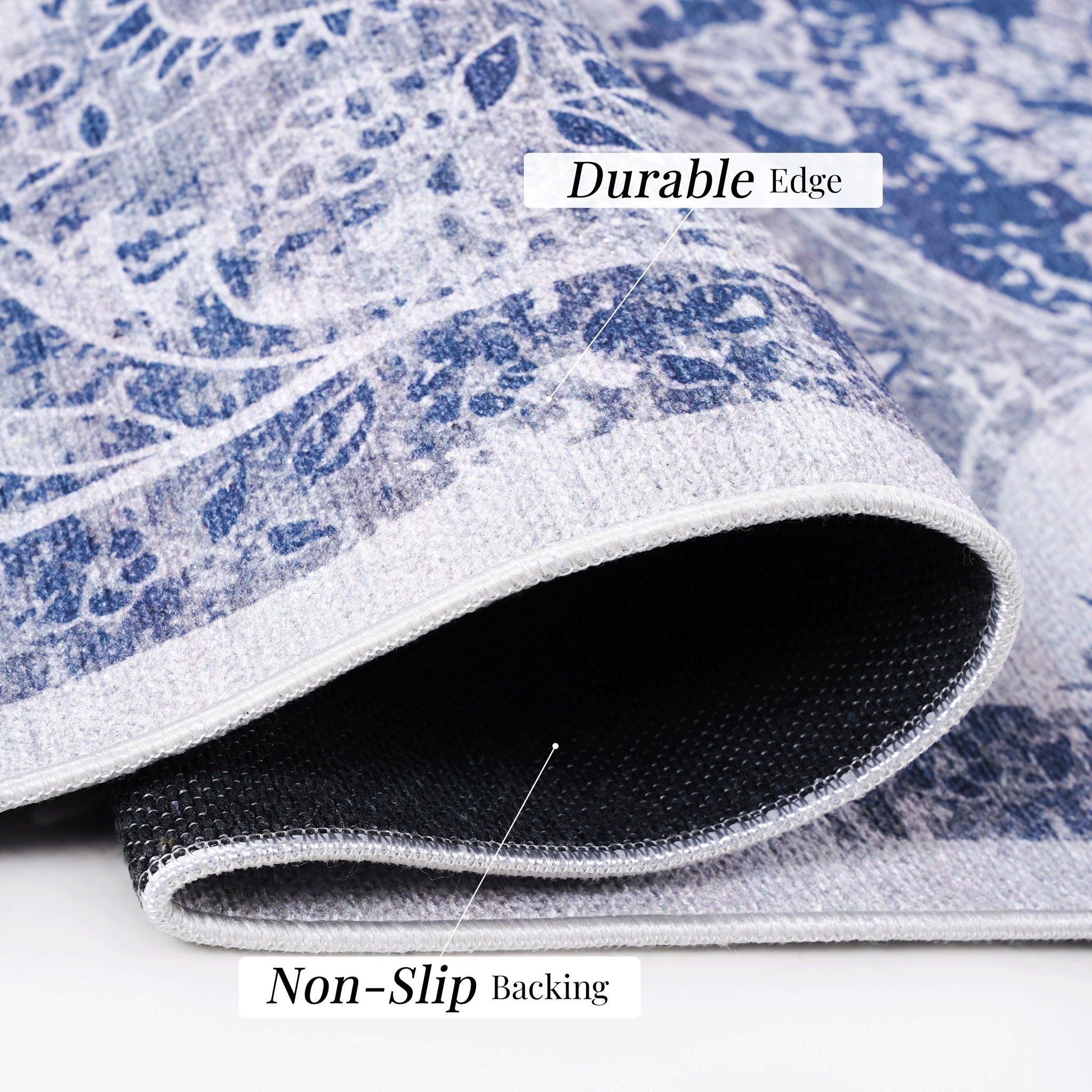 Maval - 6' X 9' Washable Area Rug - Blue