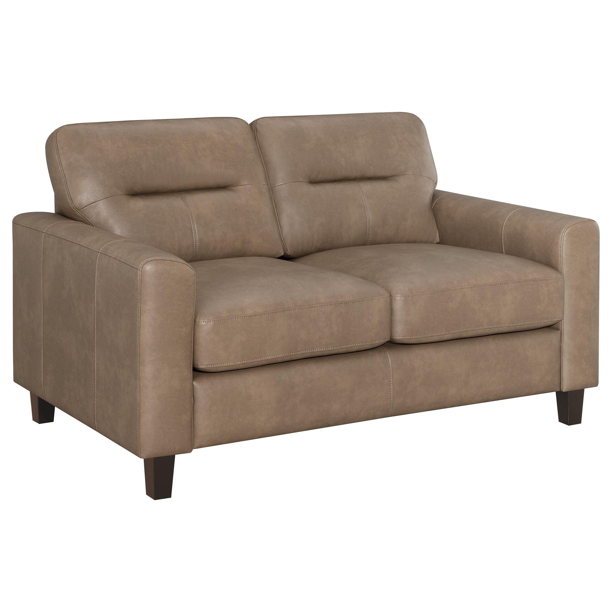 Scotland 3-piece Faux Leather Upholstered Sofa Set Brown