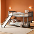 Twin Over Twin Bunk Bed With Slide In Gray For Kids