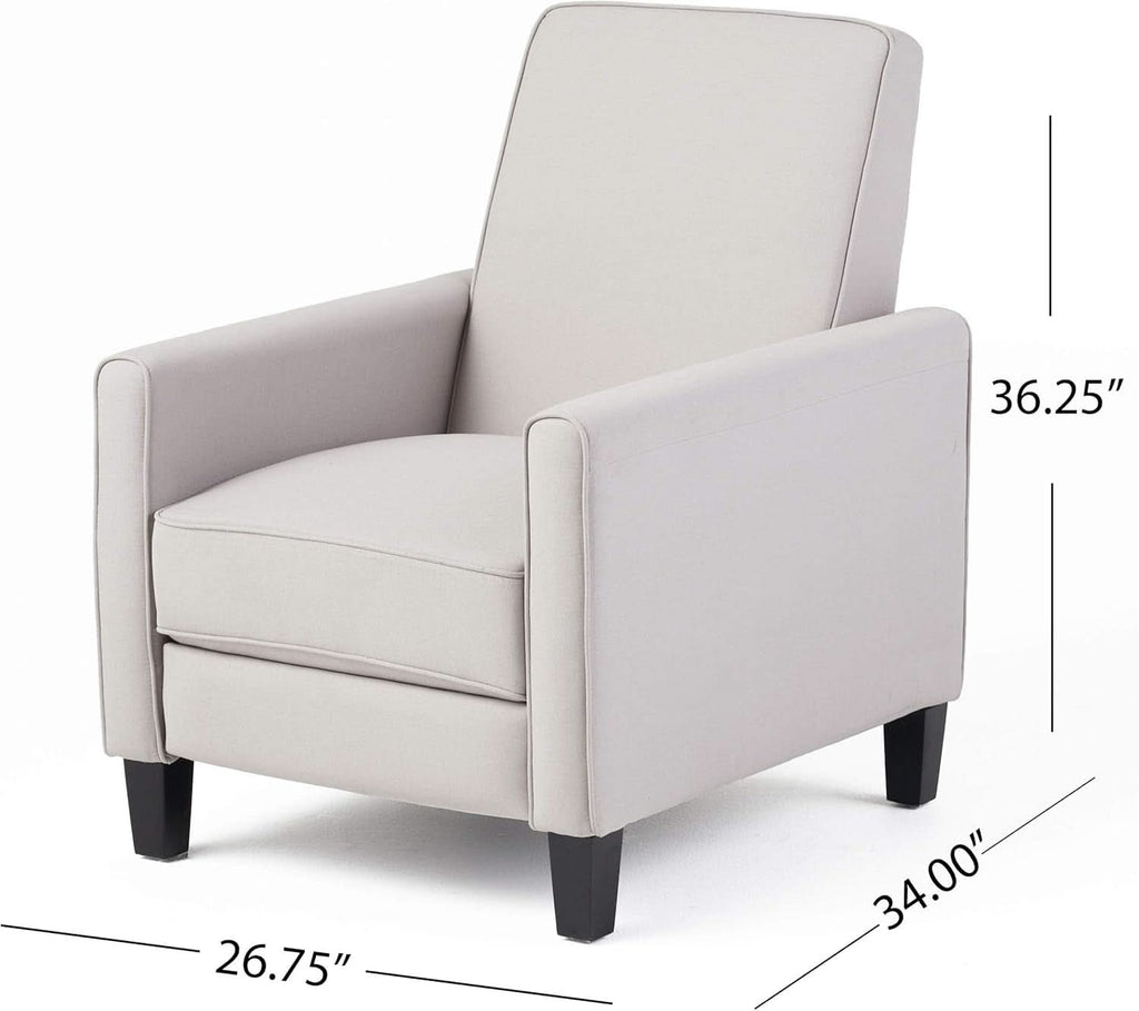 Light Gray Fabric Recliner Set 2 Low Profile Chairs
