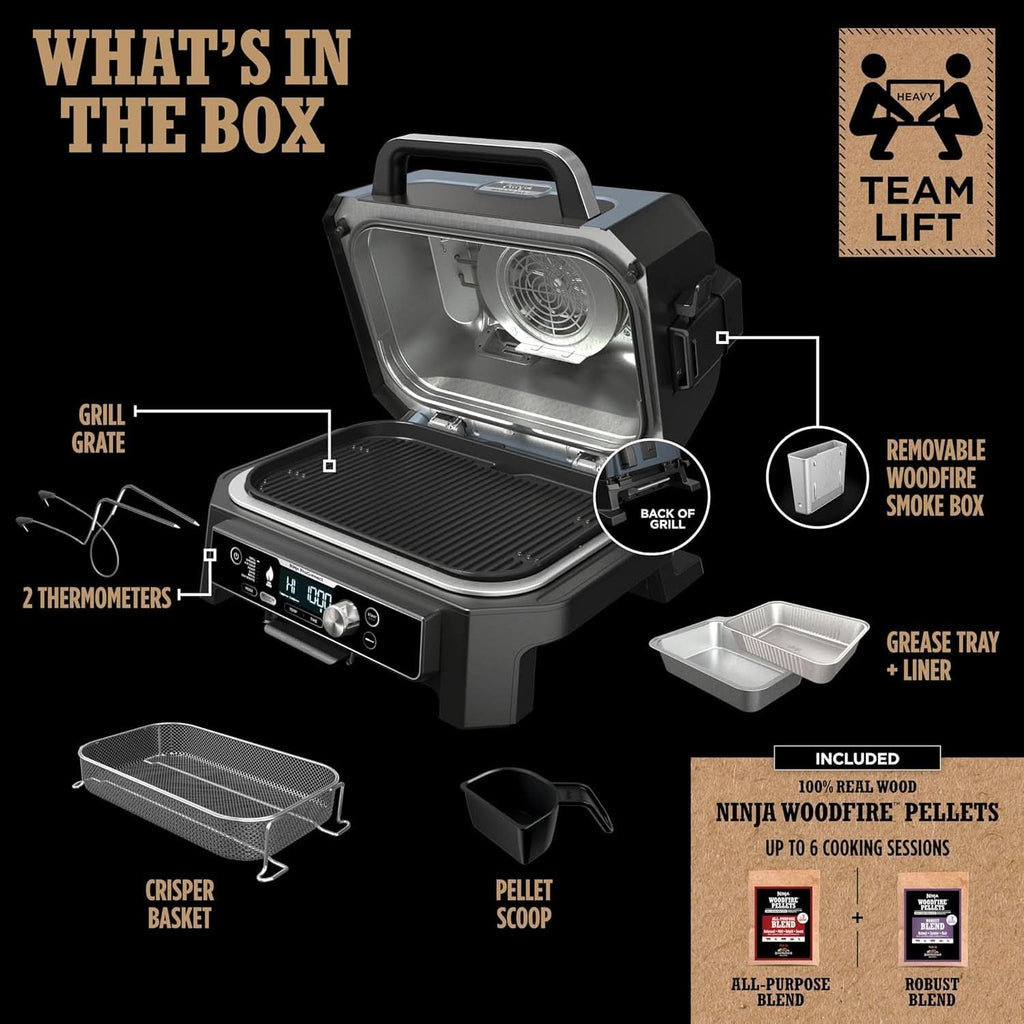 XL Smart Grill Smoker 7 In 1 With App Control Black