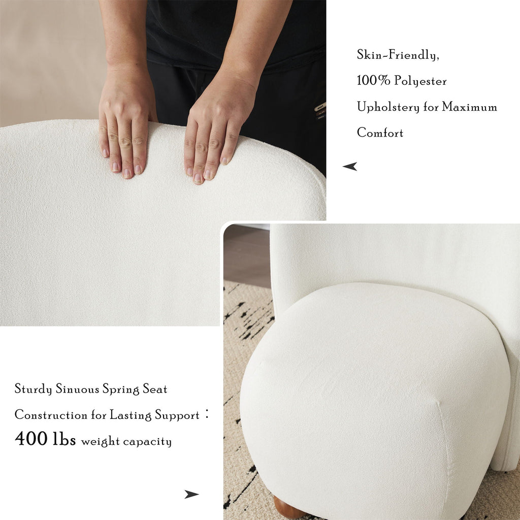 Modern Low Back Accent Upholstered Armless Living Room Chairs, Round Feet